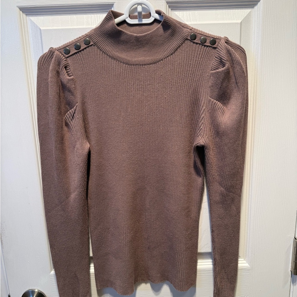 Tahari Mauve Long Sleeve Top with Button Detail